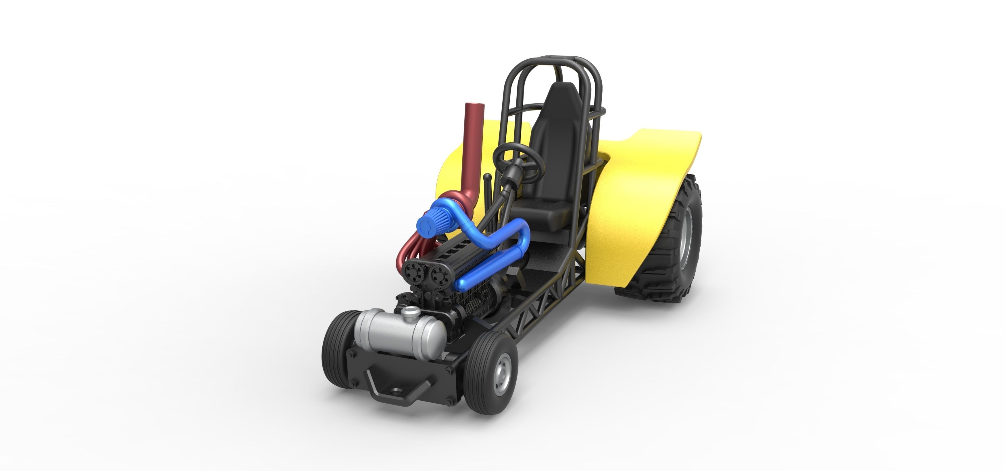 Mini Rod pulling tractor 8 Scale 1 to 25 3D print model_3