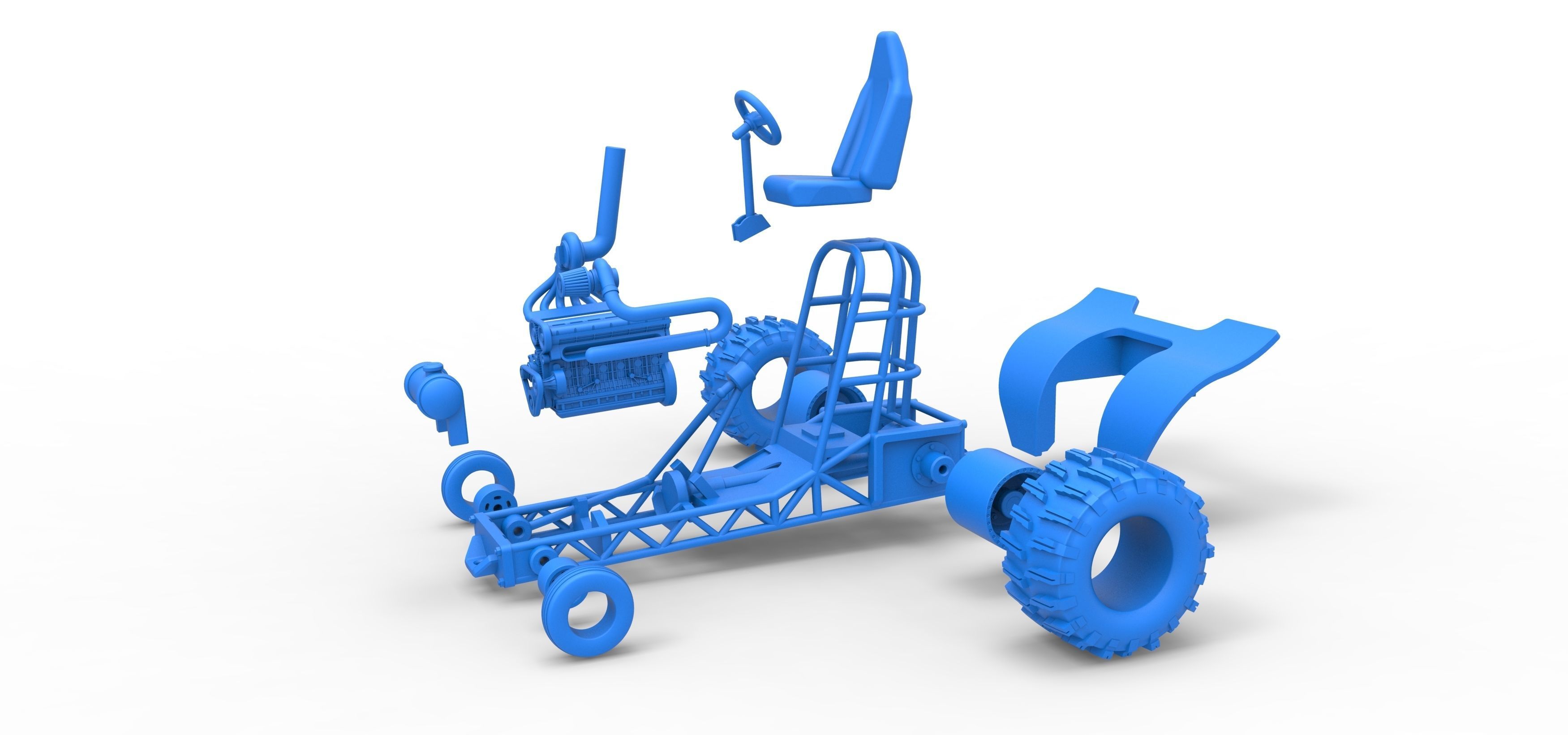 Mini Rod pulling tractor 8 Scale 1 to 25 3D print model_27
