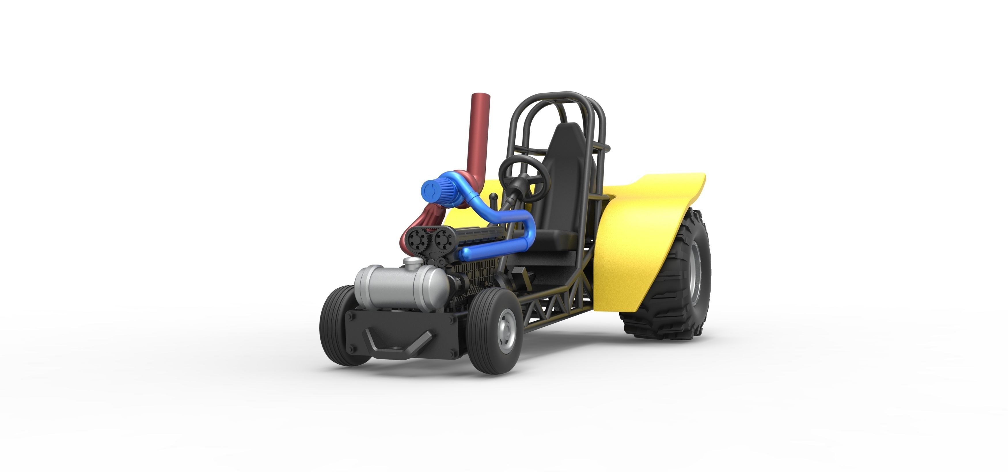 Mini Rod pulling tractor 8 Scale 1 to 25 3D print model_4