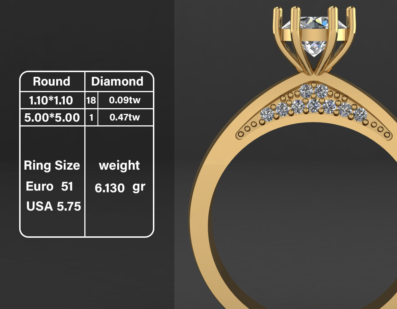  003 solitaire ring 3D print model_20