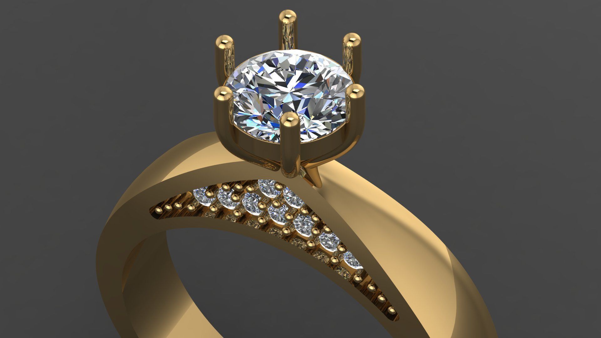  003 solitaire ring 3D print model_16