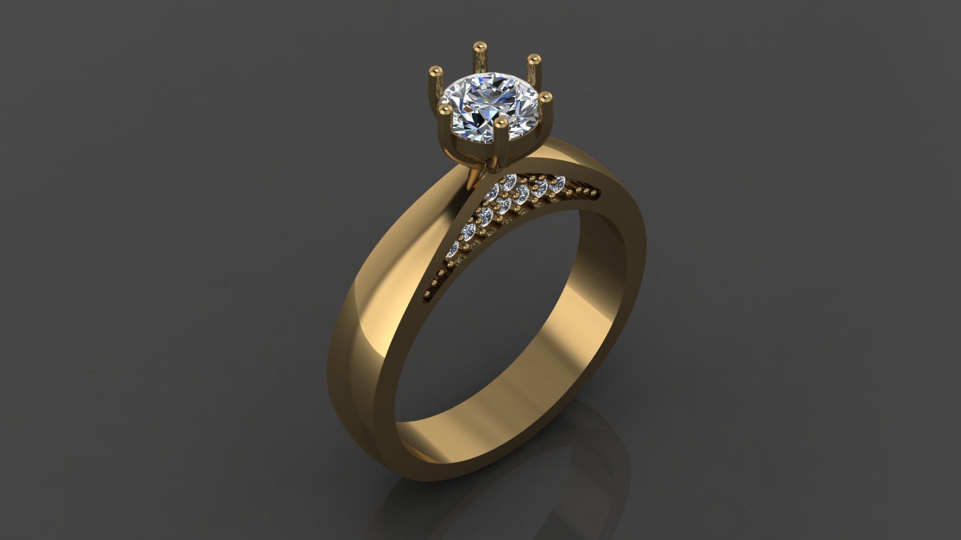  003 solitaire ring 3D print model_15