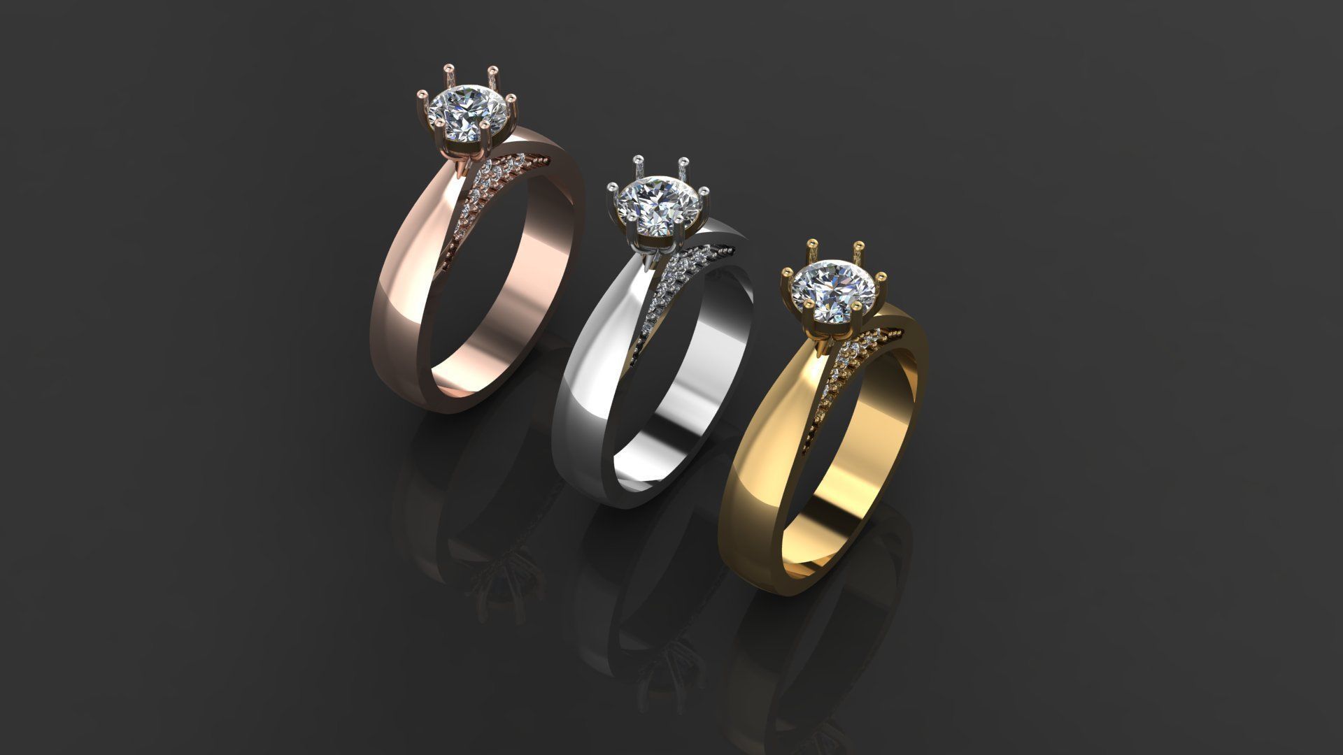  003 solitaire ring 3D print model_2