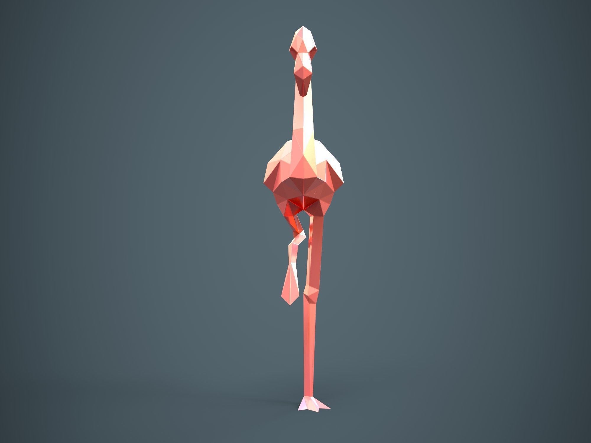 Low Poly Flamingo for 3d print and unwrapped 3D print model_5