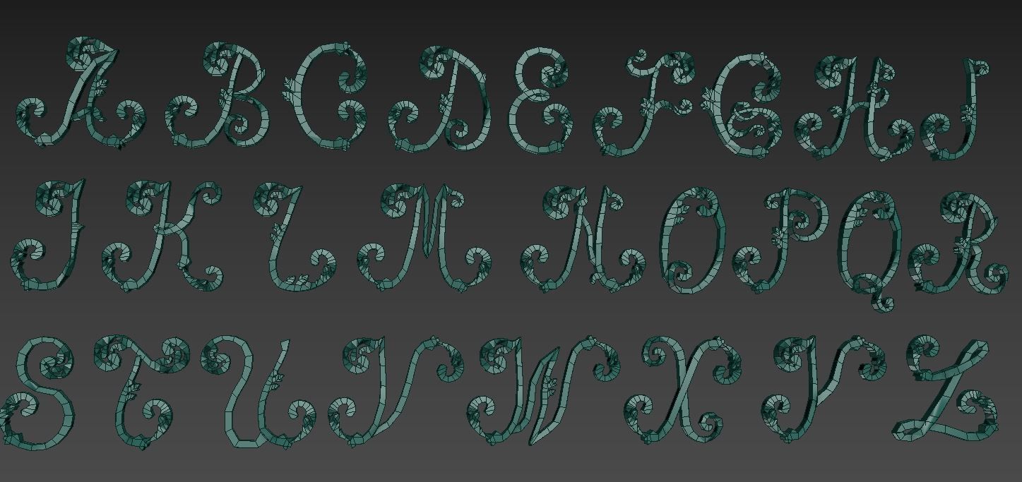 Ornamented Latin Alphabet 3D print model_7