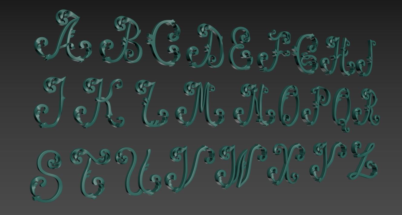 Ornamented Latin Alphabet 3D print model_5