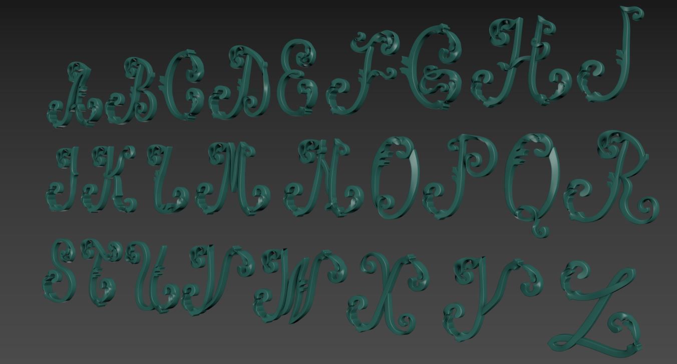 Ornamented Latin Alphabet 3D print model_6