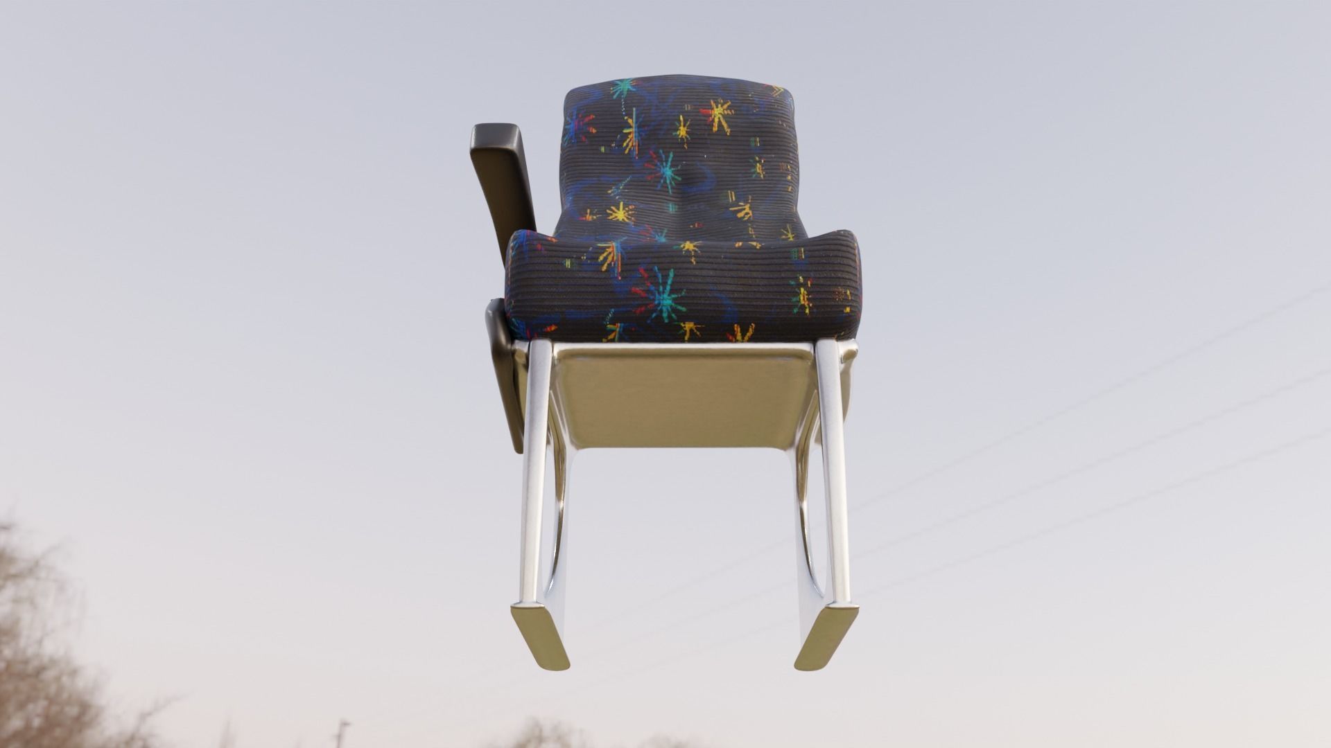 Bus Seat Low-poly 3D model_4