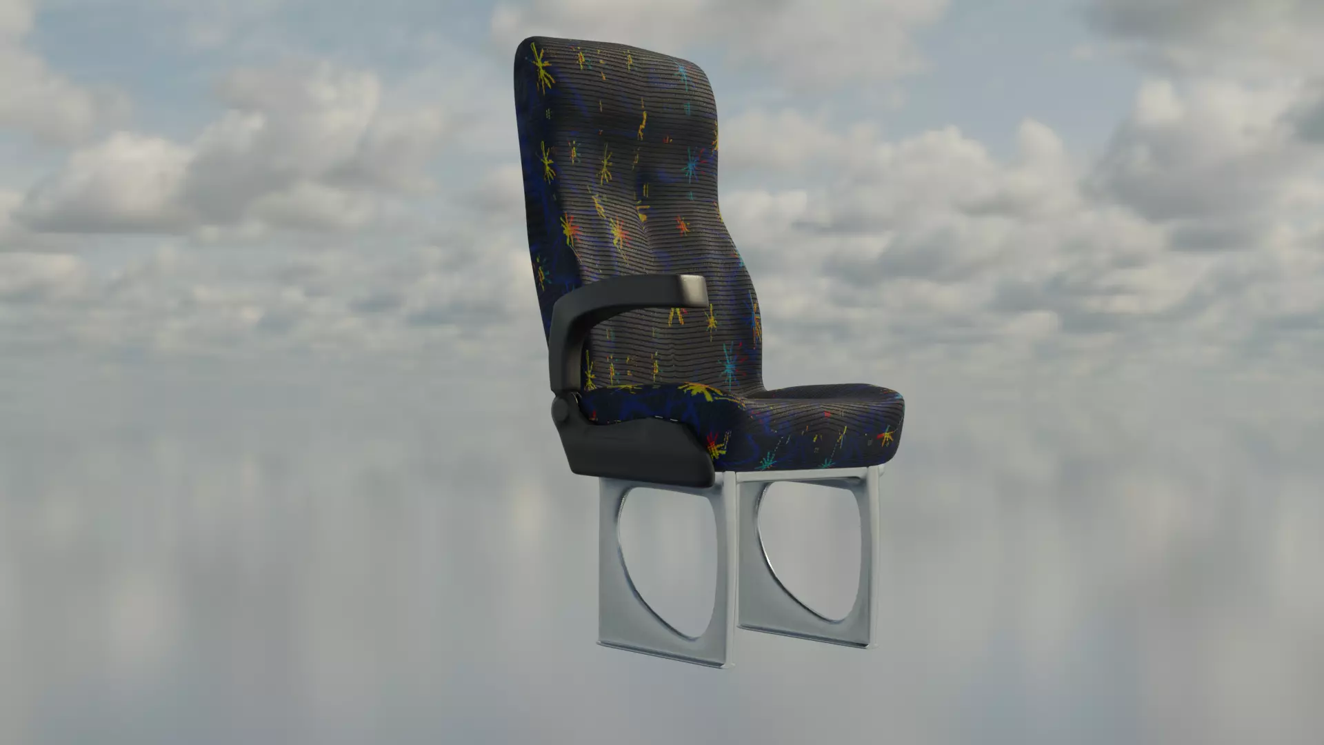 Bus Seat Low-poly 3D model_0