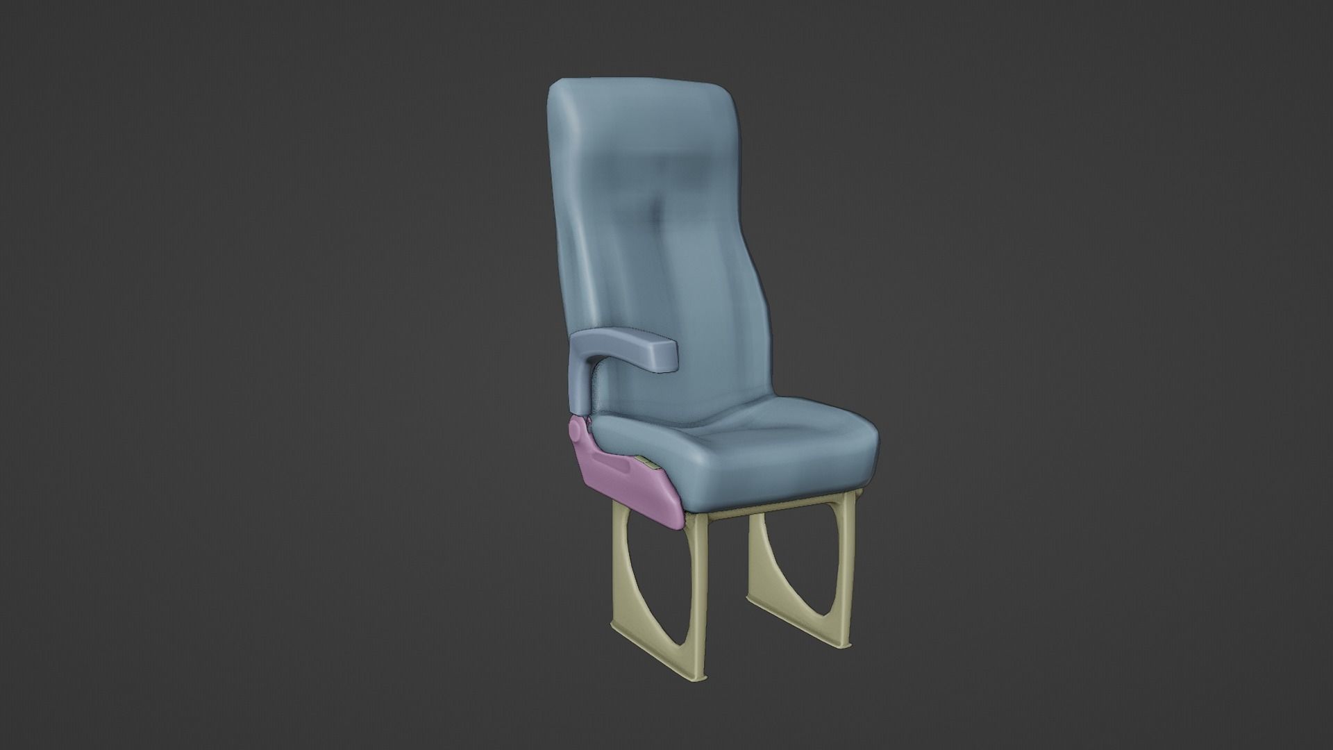 Bus Seat Low-poly 3D model_6