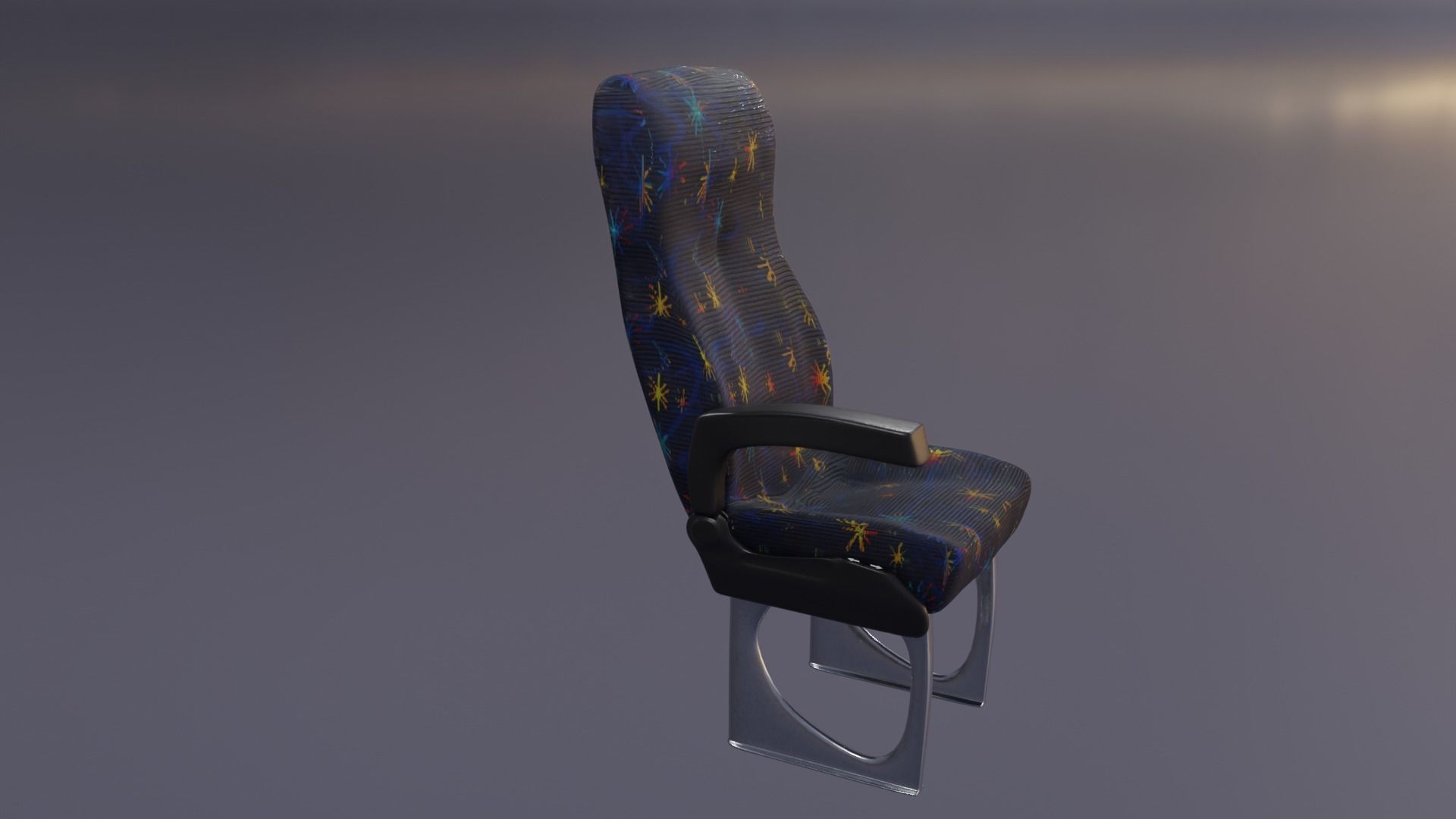 Bus Seat Low-poly 3D model_2