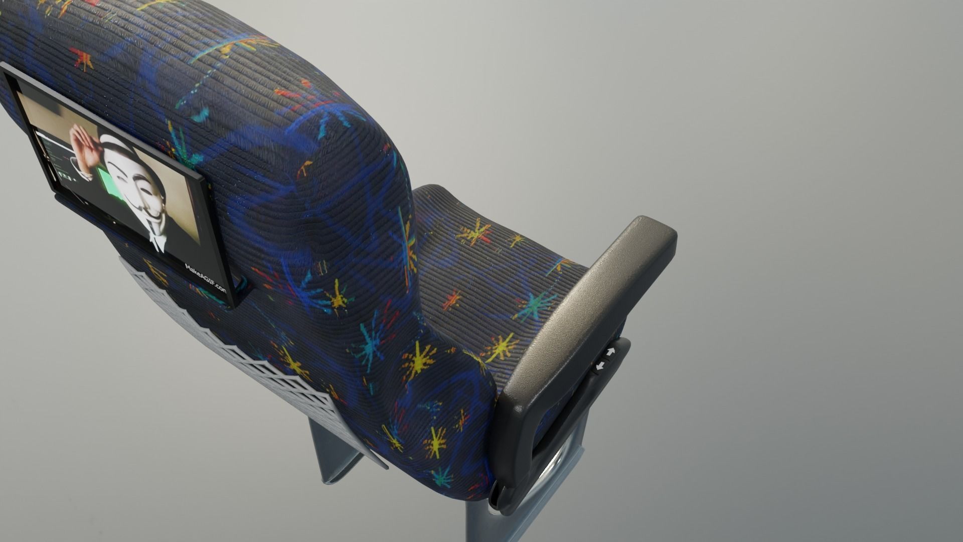 Bus Seat Low-poly 3D model_5