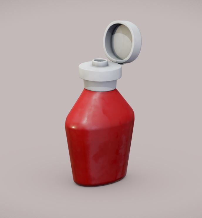 Ketchup medicine bottle Low-poly 3D model_2