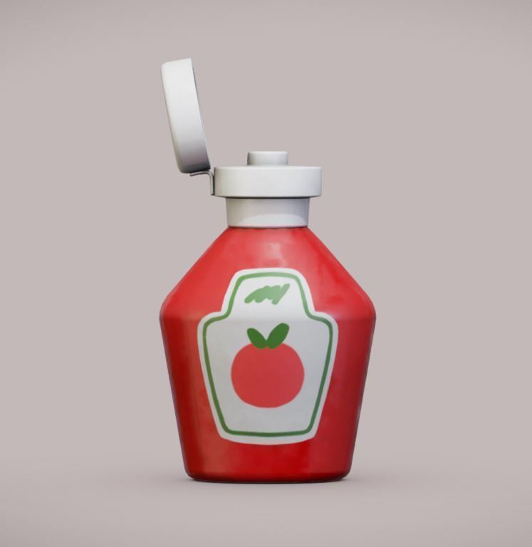 Ketchup medicine bottle Low-poly 3D model_6
