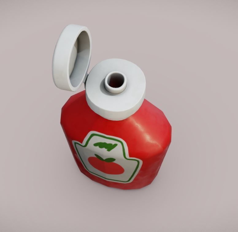Ketchup medicine bottle Low-poly 3D model_3