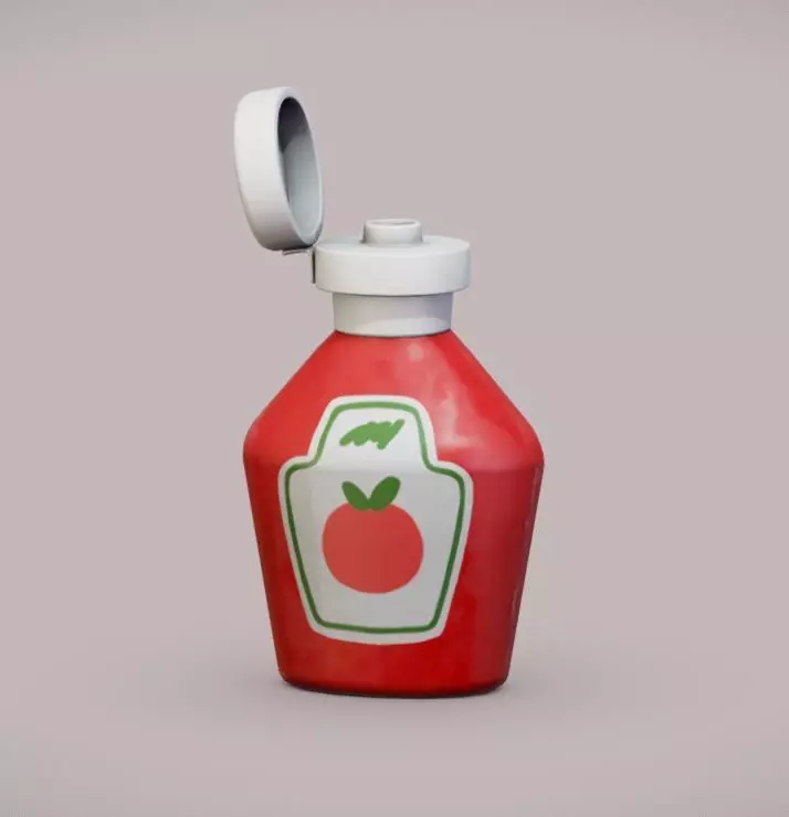 Ketchup medicine bottle Low-poly 3D model_0