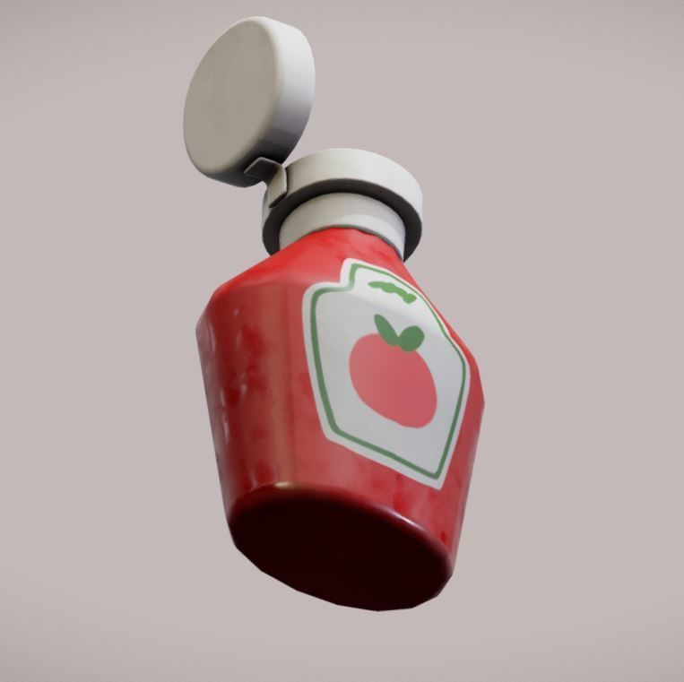 Ketchup medicine bottle Low-poly 3D model_5