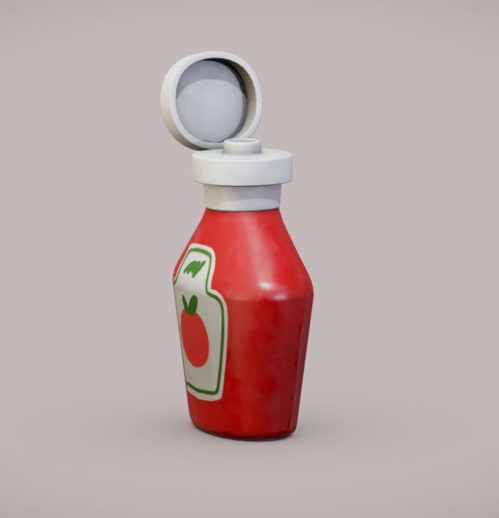 Ketchup medicine bottle Low-poly 3D model_1