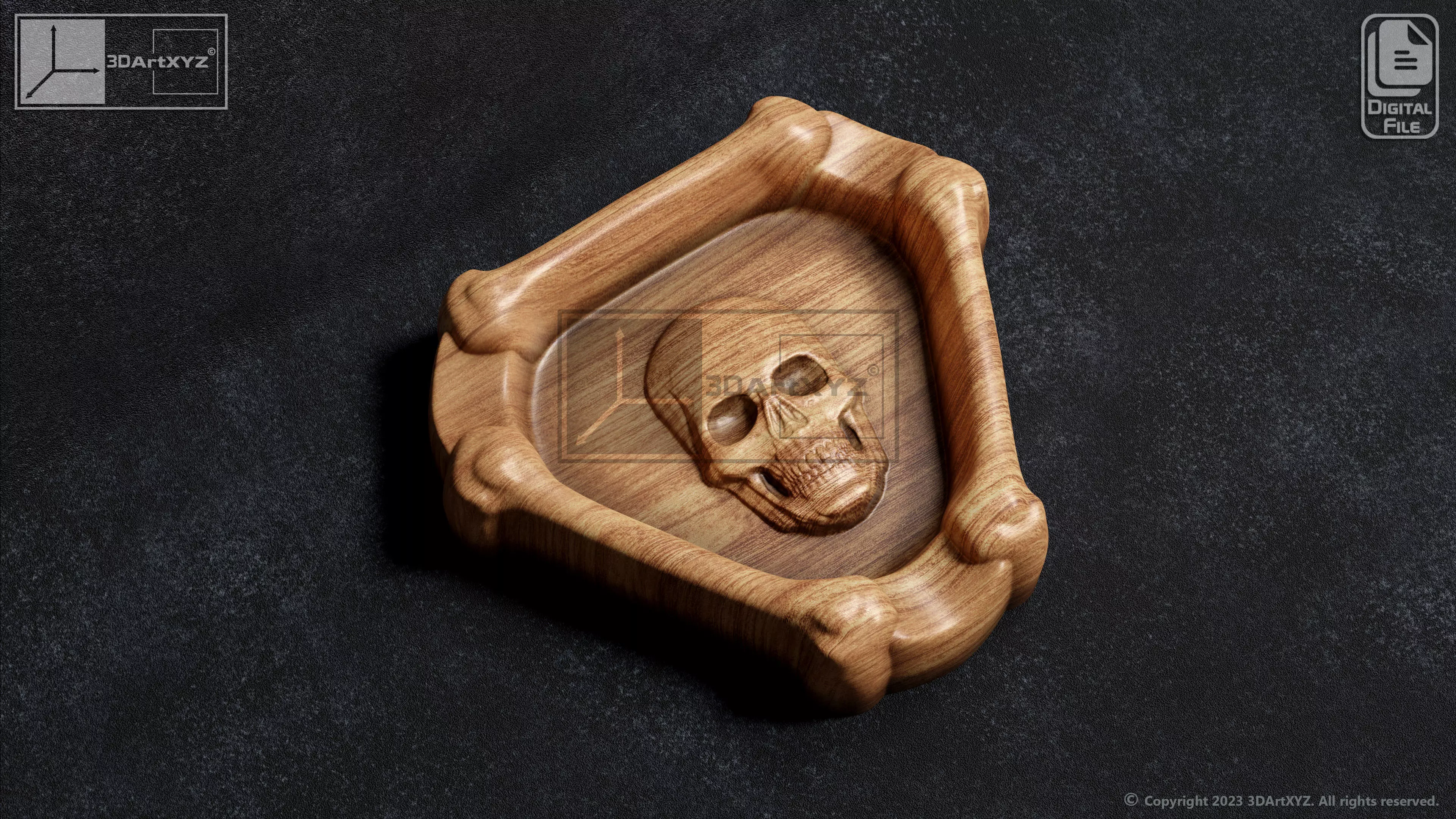 Skull Cigar Ashtray - CNC Files for Wood STL 3D model