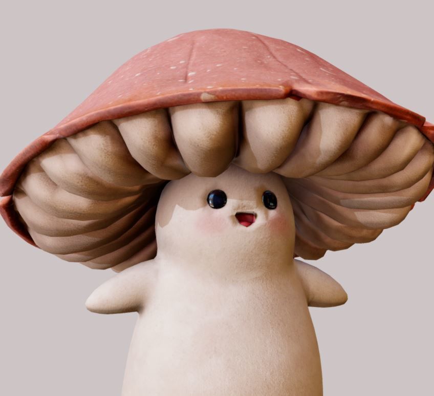 Cute Mushroom Low-poly 3D model_4