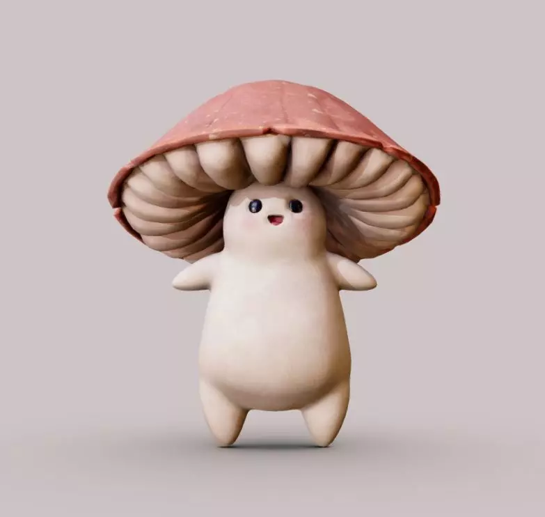 Cute Mushroom Low-poly 3D model_0
