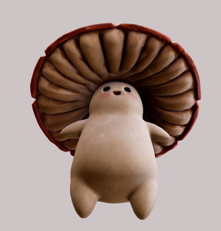 Cute Mushroom Low-poly 3D model_3