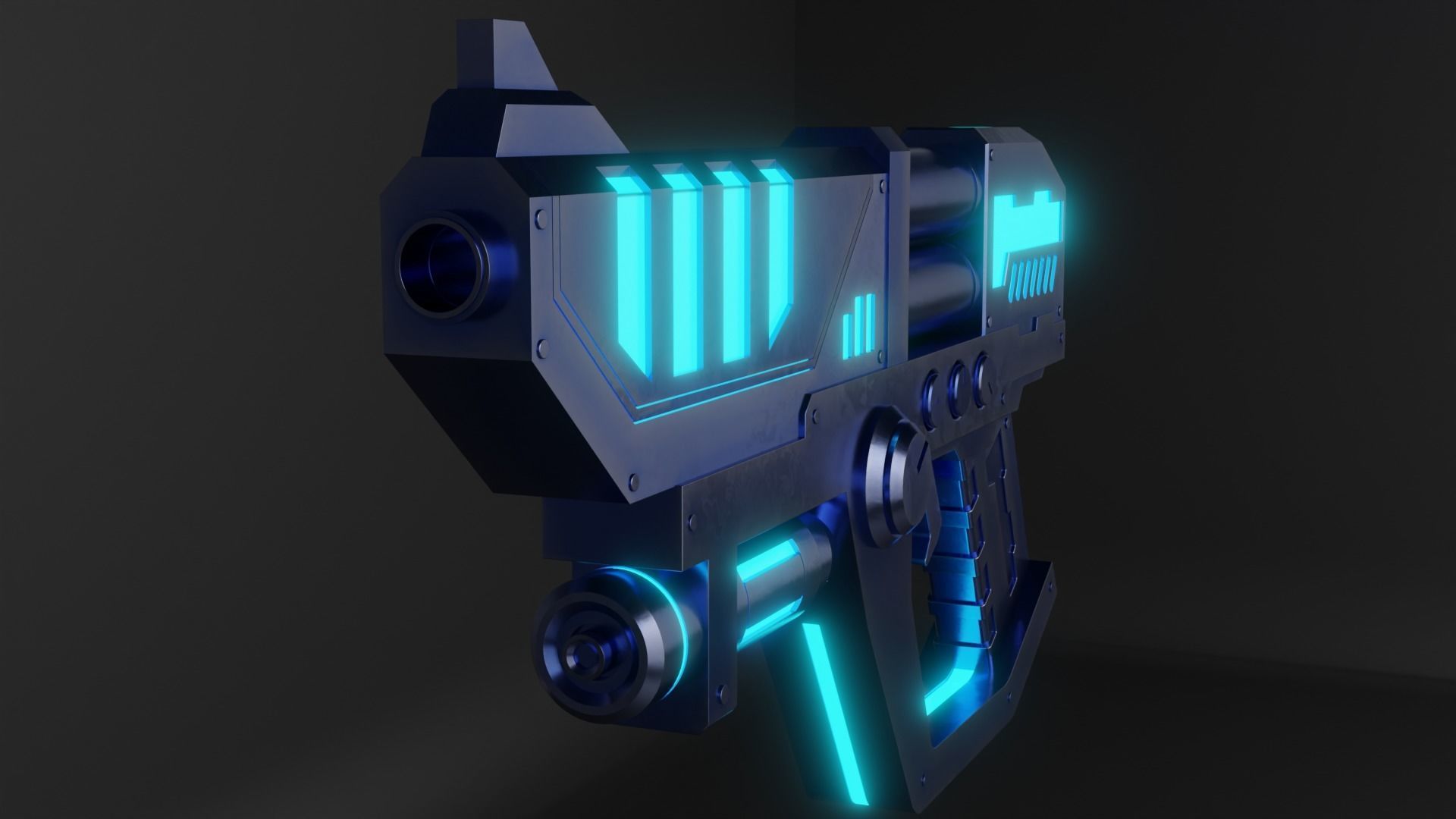 Low Poly Sci Fi Gun Low-poly 3D model_4