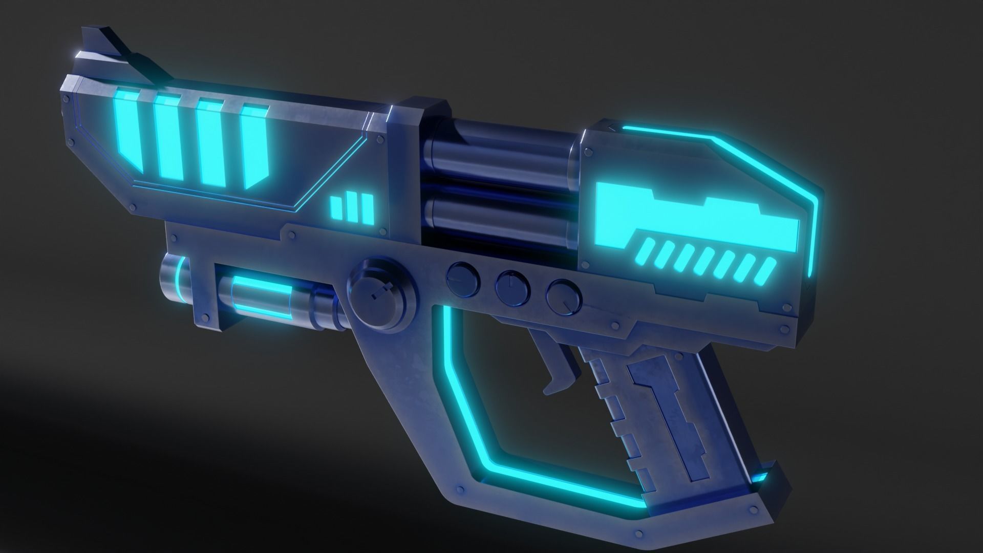 Low Poly Sci Fi Gun Low-poly 3D model_3