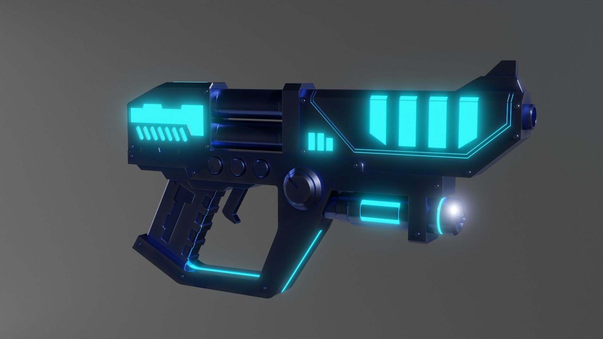 Low Poly Sci Fi Gun Low-poly 3D model_1