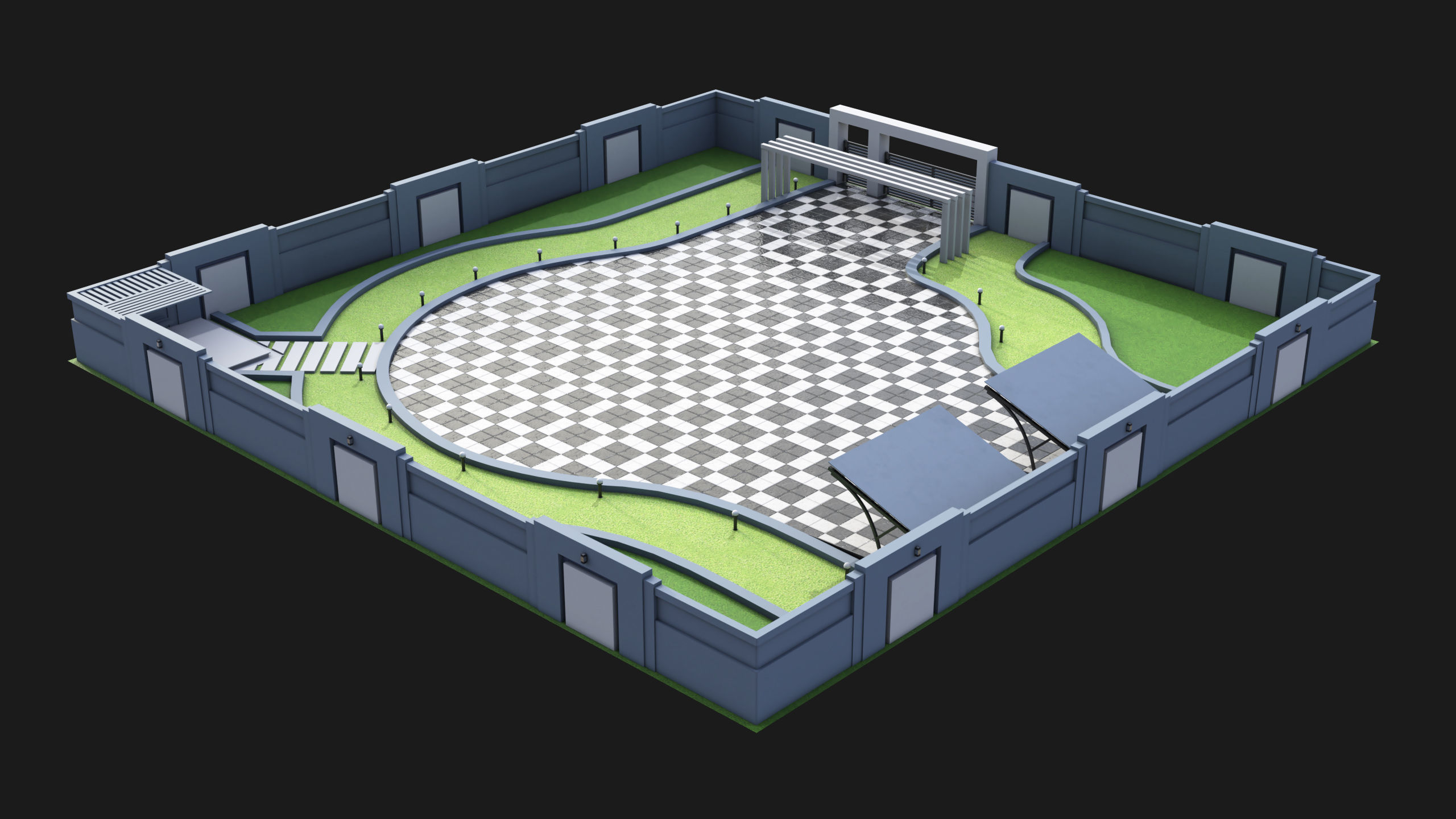 Compound wall 02 All PBR Unity UE Textures Included Low-poly 3D model_3