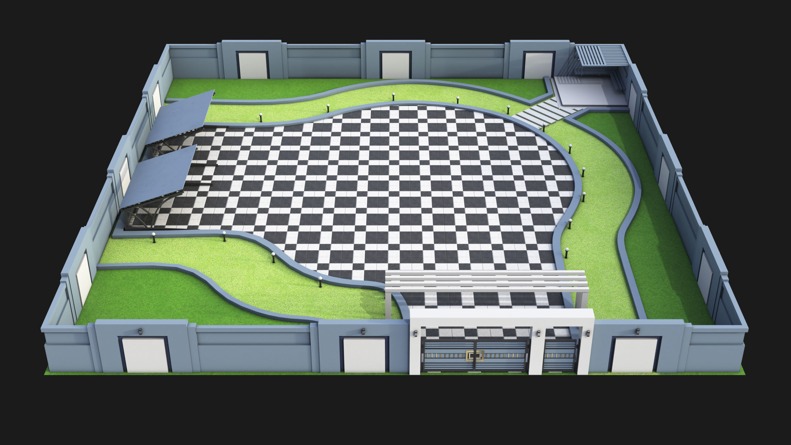 Compound wall 02 All PBR Unity UE Textures Included Low-poly 3D model_1