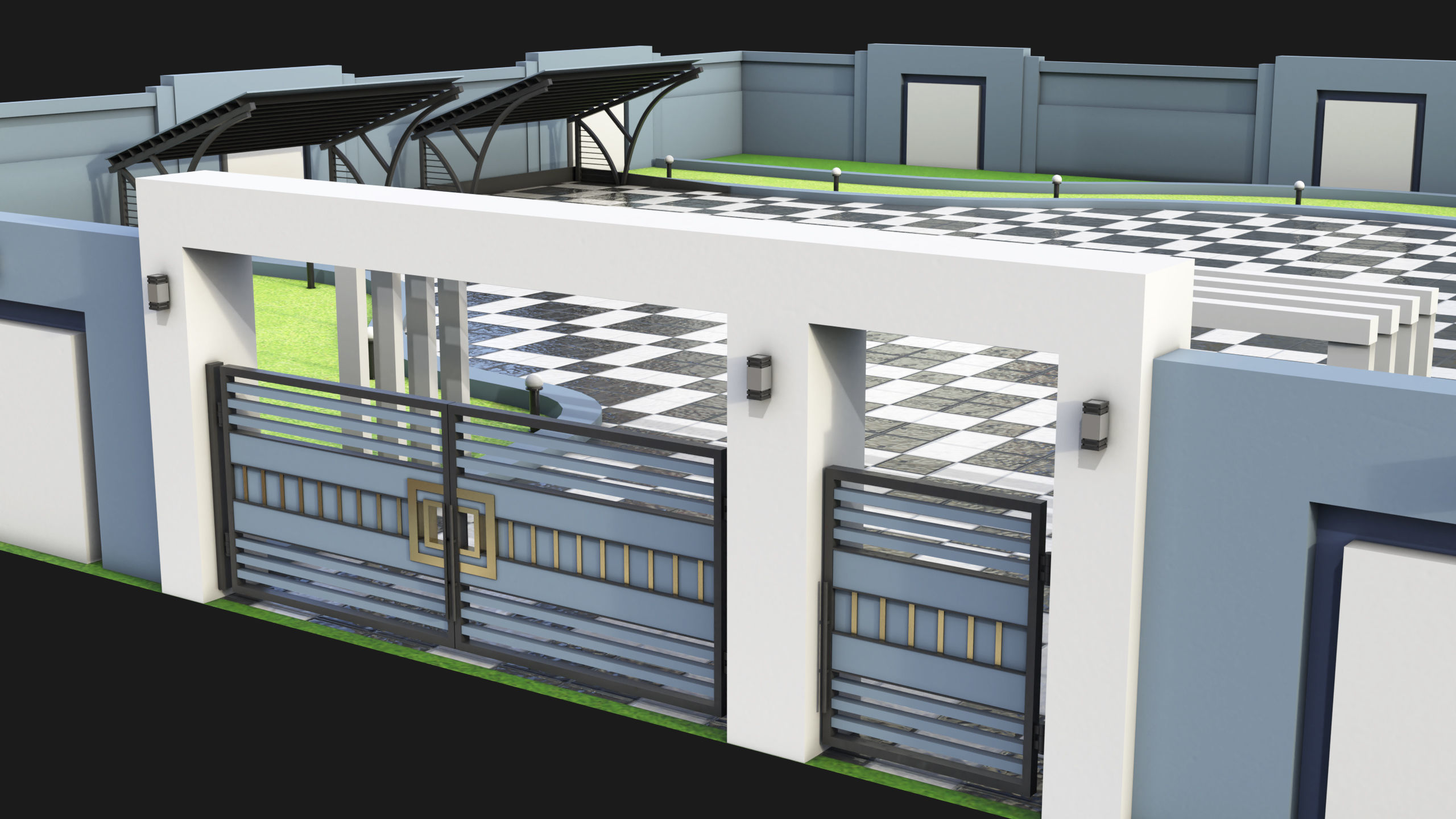 Compound wall 02 All PBR Unity UE Textures Included Low-poly 3D model_7