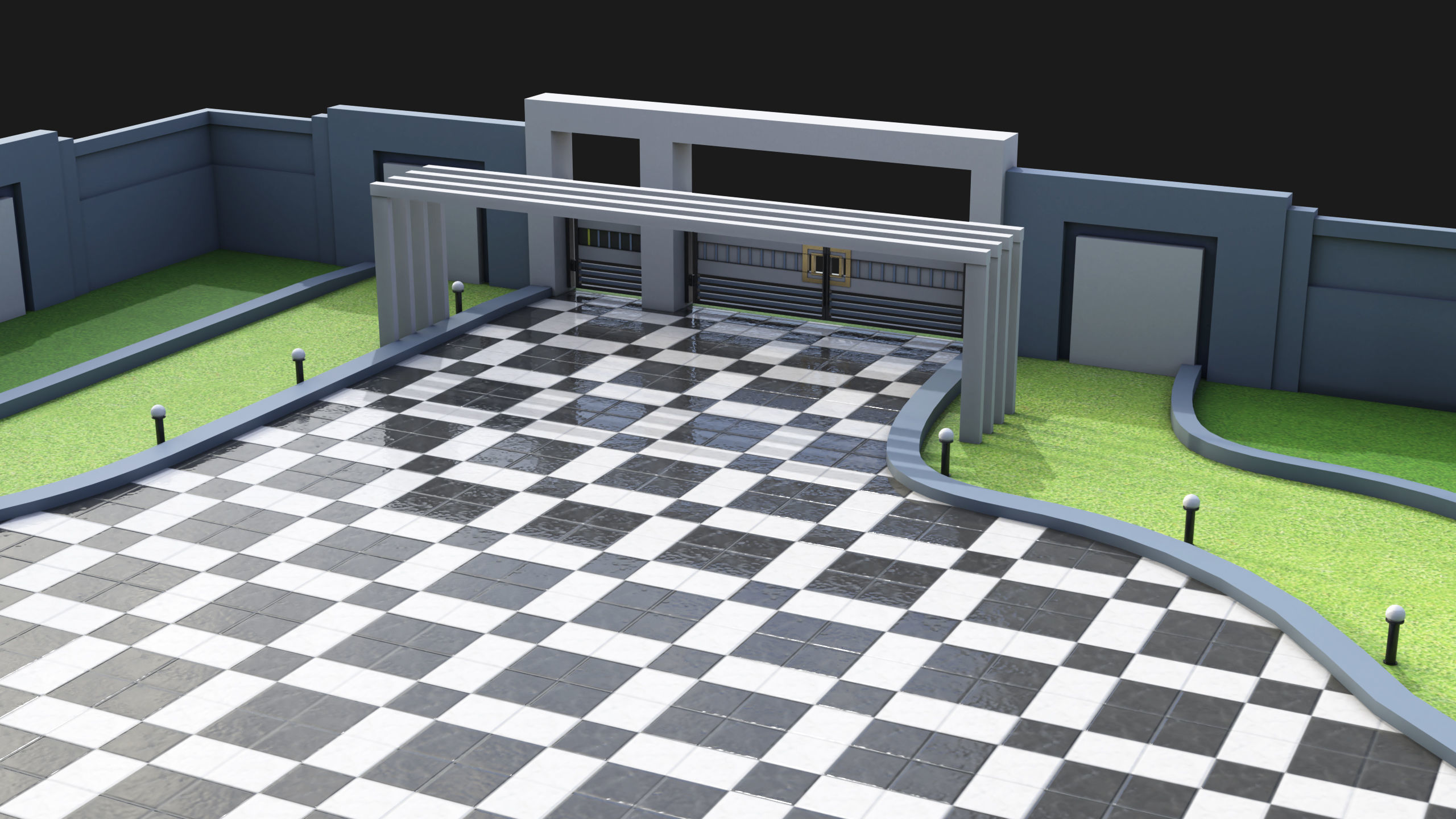 Compound wall 02 All PBR Unity UE Textures Included Low-poly 3D model_6