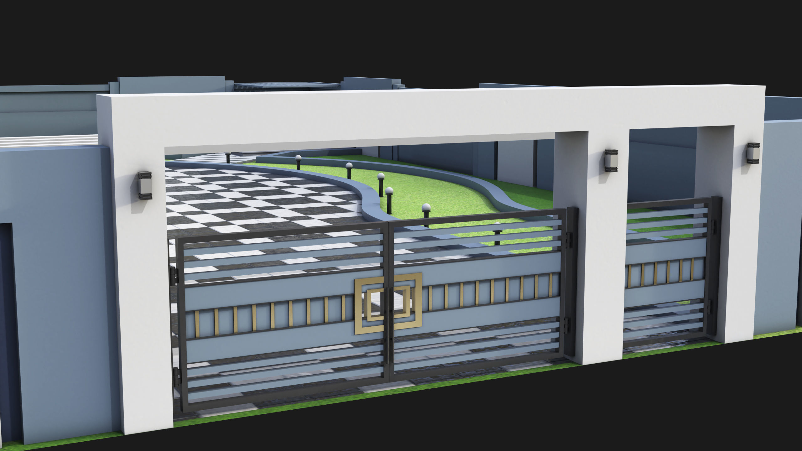 Compound wall 02 All PBR Unity UE Textures Included Low-poly 3D model_2