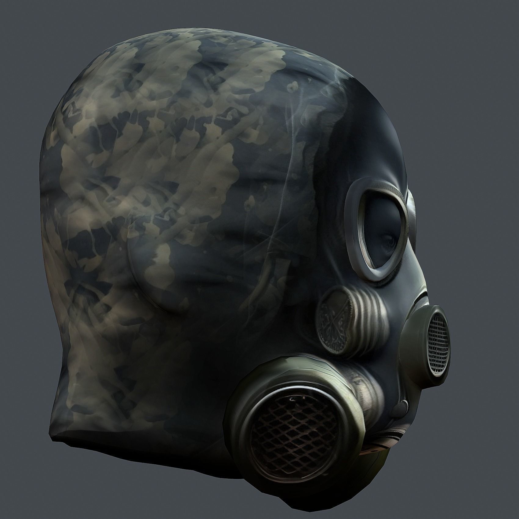 Gas mask helmet 3d model military combat Low-poly Low-poly 3D model_6