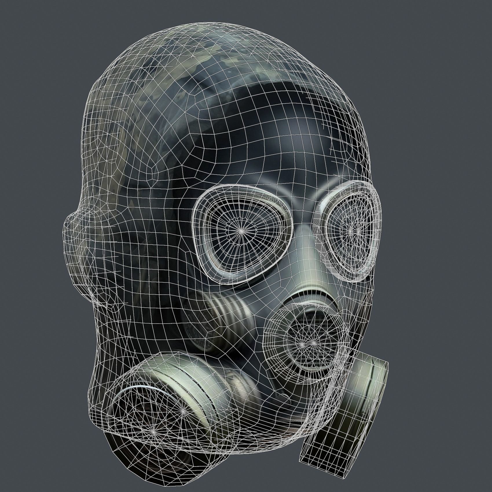 Gas mask helmet 3d model military combat Low-poly Low-poly 3D model_9