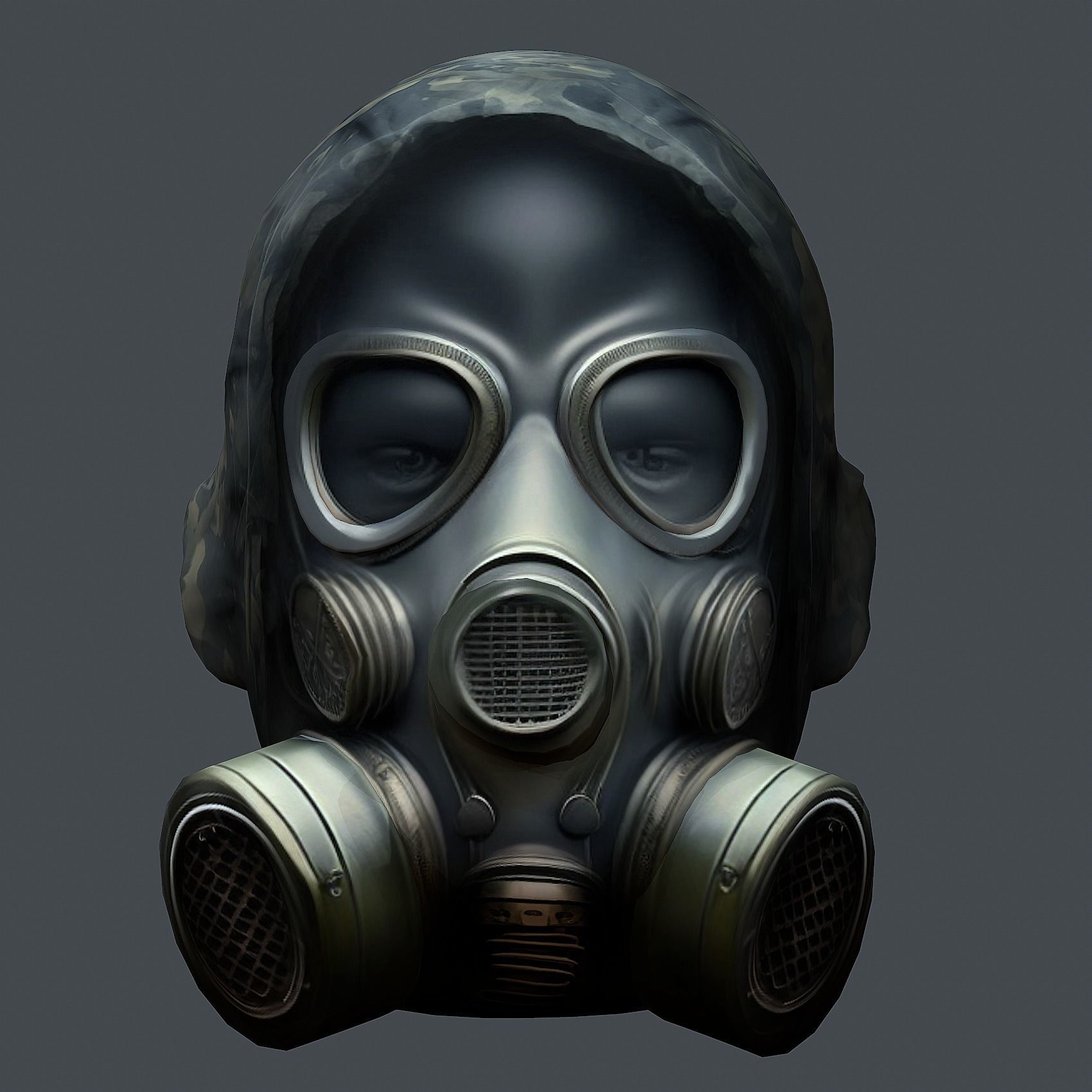 Gas mask helmet 3d model military combat Low-poly Low-poly 3D model_1