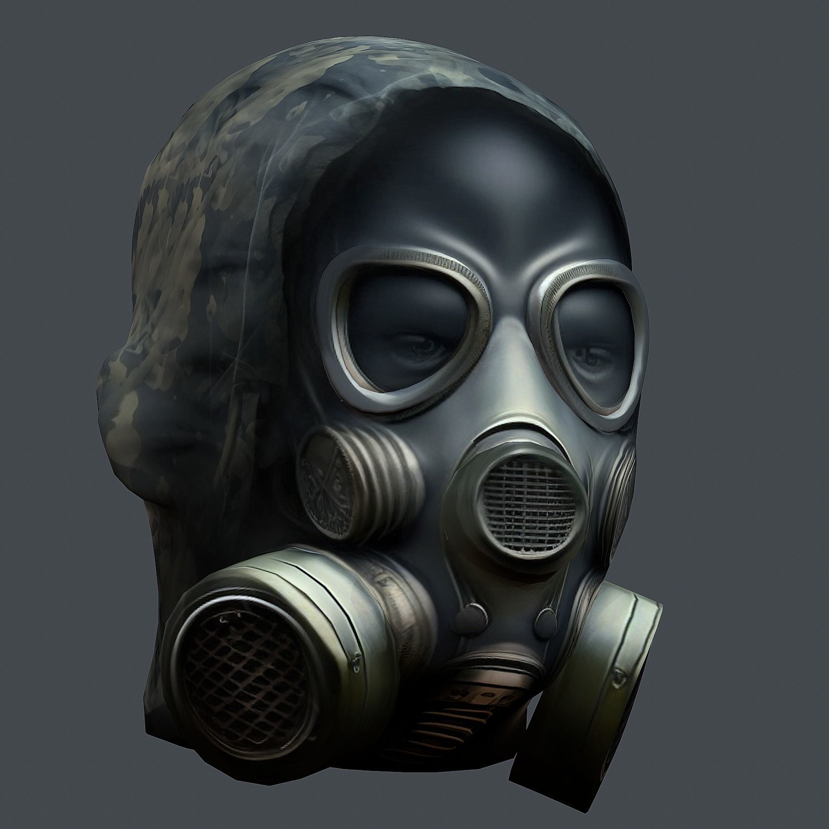 Gas mask helmet 3d model military combat Low-poly Low-poly 3D model_2