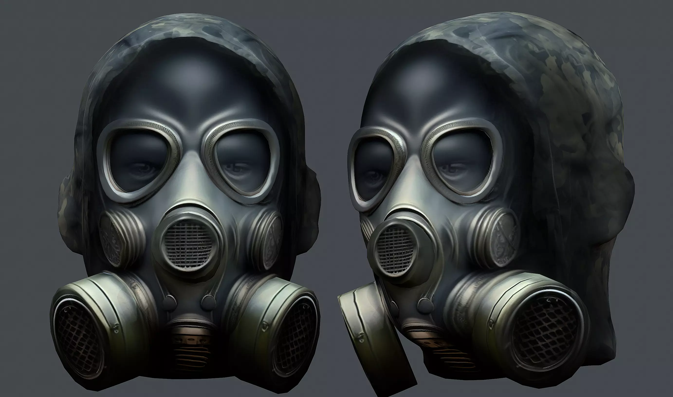 Gas mask helmet 3d model military combat Low-poly Low-poly 3D model_0