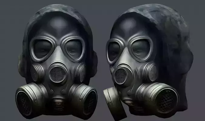 Gas mask helmet 3d model military combat Low-poly