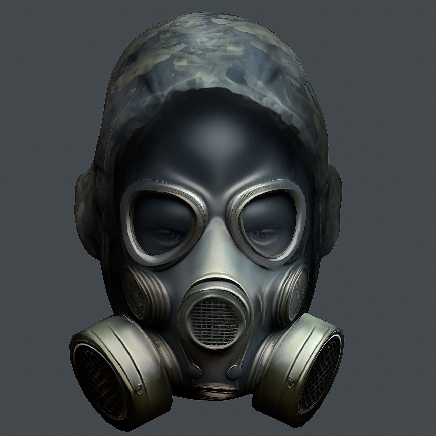 Gas mask helmet 3d model military combat Low-poly Low-poly 3D model_4