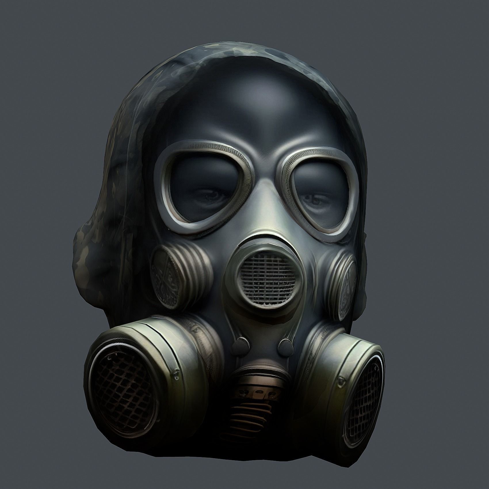 Gas mask helmet 3d model military combat Low-poly Low-poly 3D model_5