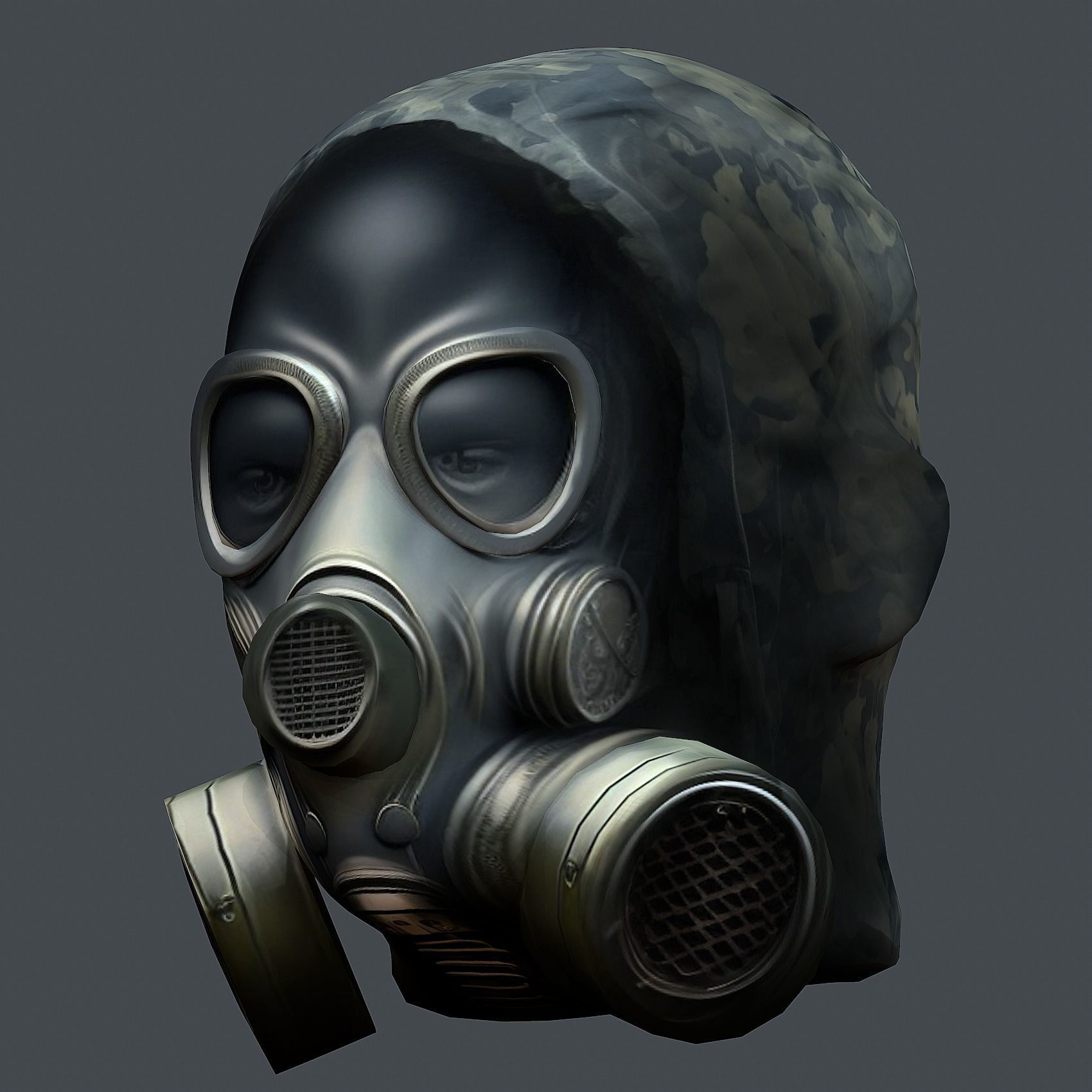 Gas mask helmet 3d model military combat Low-poly Low-poly 3D model_3