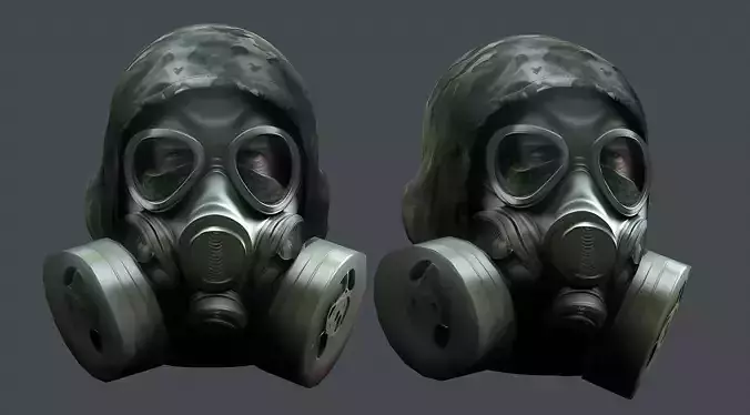 Gas mask helmet 3d model military combat Low-poly