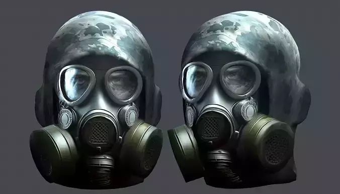 Gas mask helmet 3d model military combat Low-poly