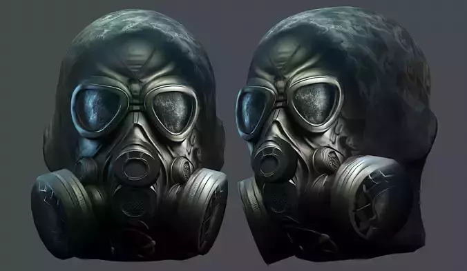 Gas mask helmet 3d model military combat Low-poly  Low-poly 3D model