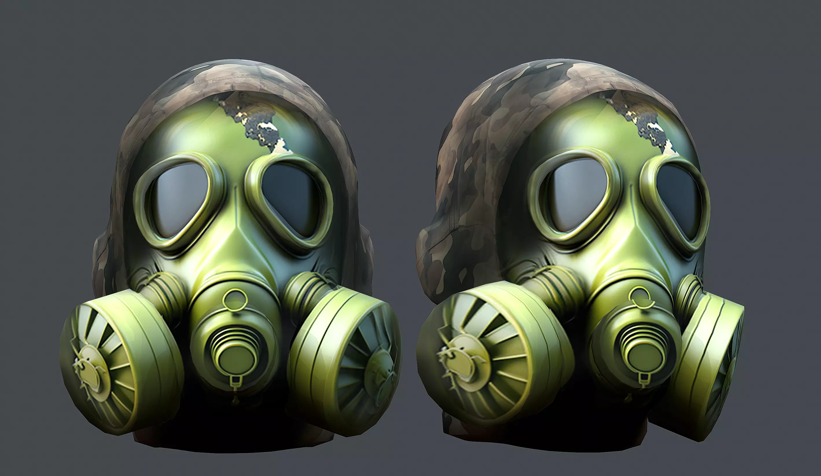 helmet Gas mask 3d model military combat Low-poly Low-poly 3D model_0