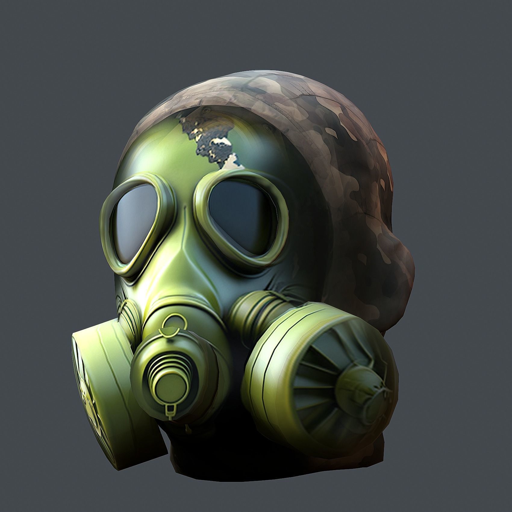 helmet Gas mask 3d model military combat Low-poly Low-poly 3D model_3