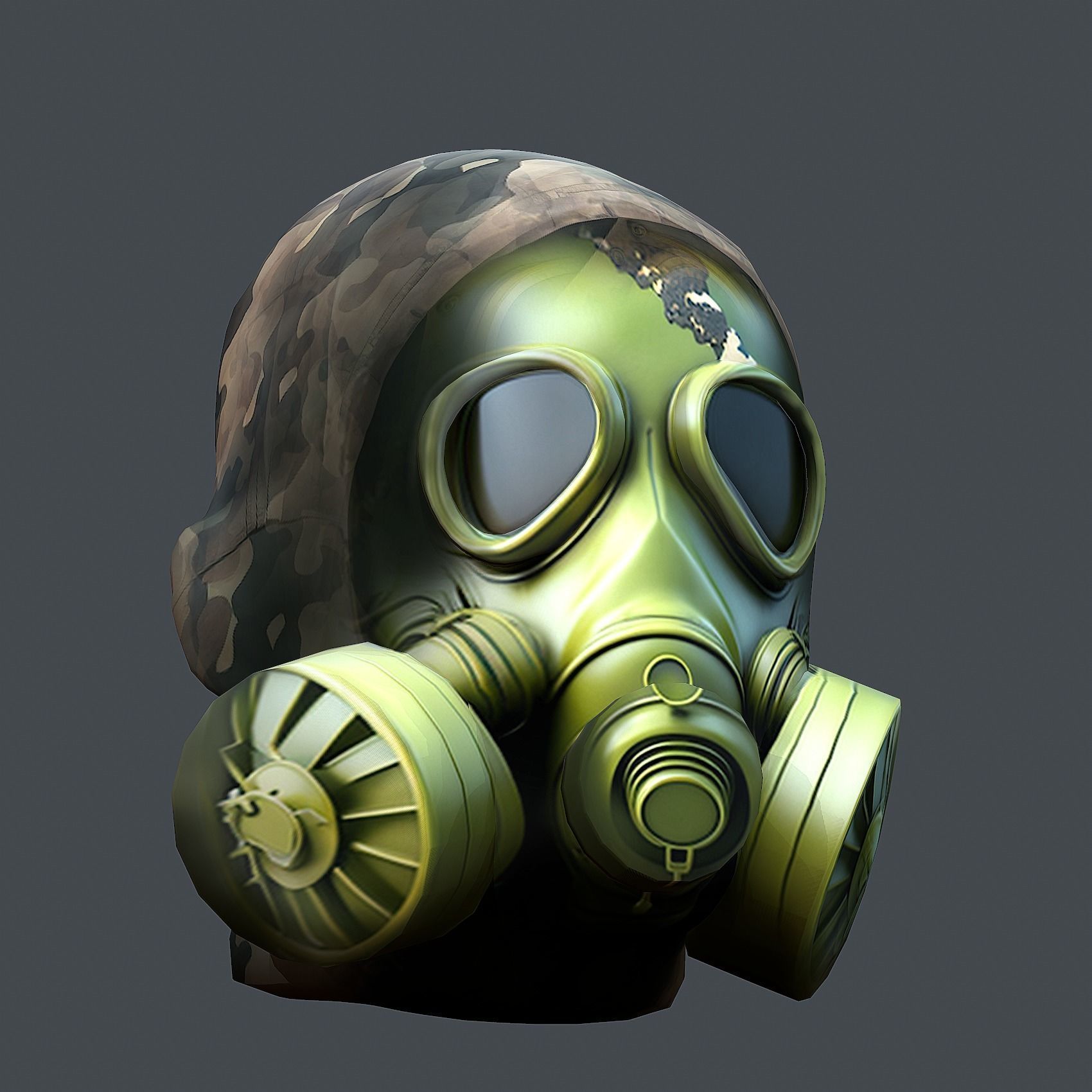 helmet Gas mask 3d model military combat Low-poly Low-poly 3D model_2