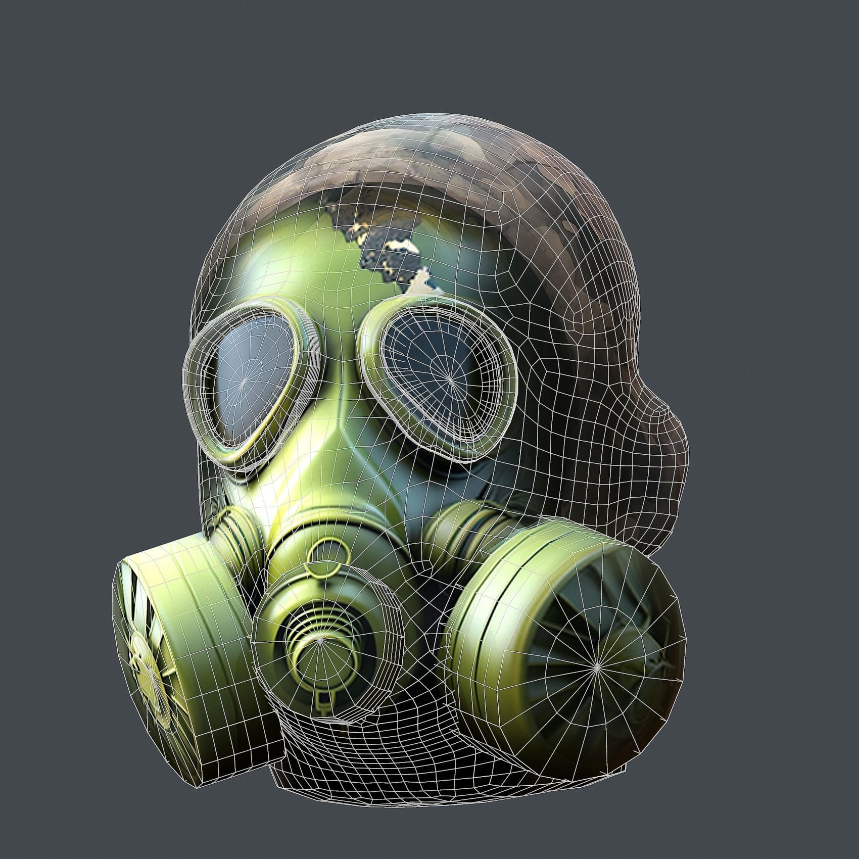 helmet Gas mask 3d model military combat Low-poly Low-poly 3D model_8